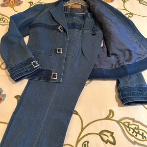 John Galliano Blue two piece jacket and pants size 6